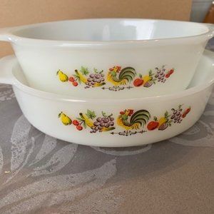 2 Fire King Chanticleer Rooster bowls